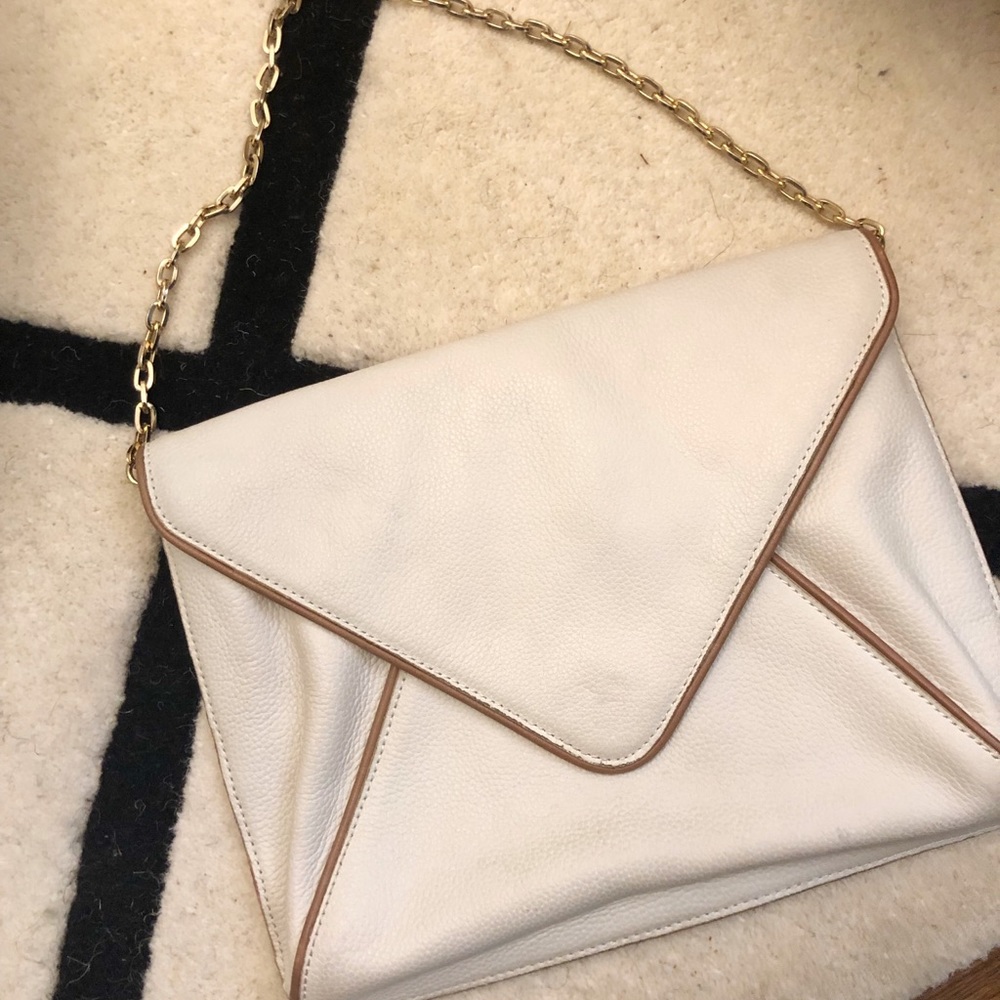 Off white leather Banana Republic clutch bag